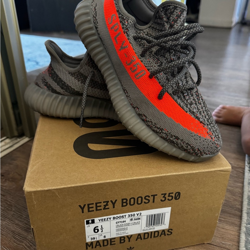 Adidas Yeezy Boost 350 V2 Kids Sneakers - Gray and Red